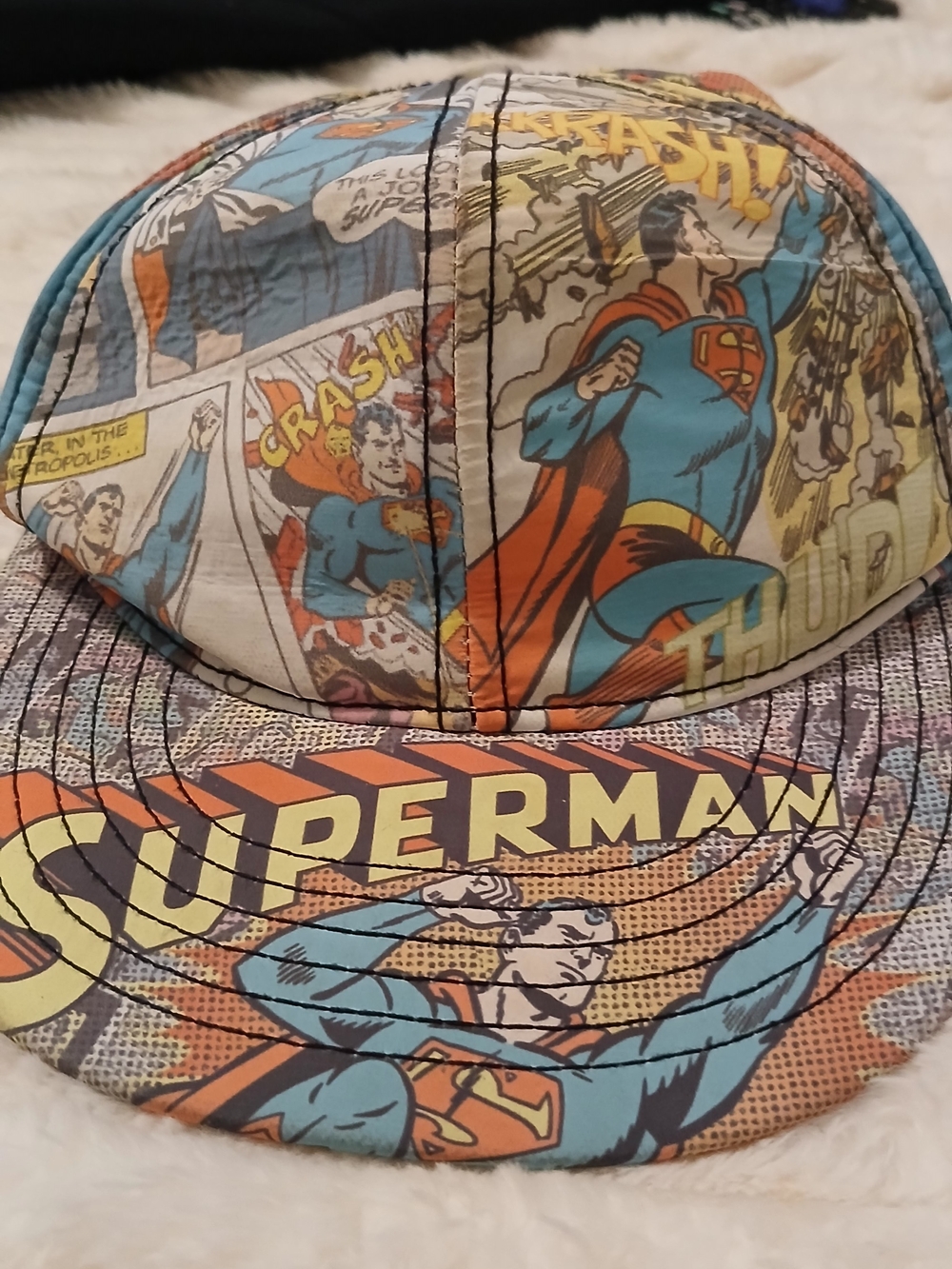 DC Comics Superman Comic Panel Snapback Hat - Blue/Red/Yellow